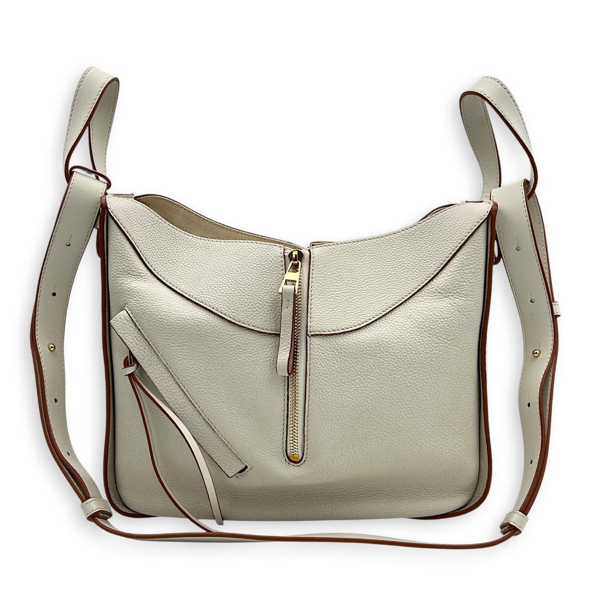 Hammock Medium White Shoulder Bag in Calfskin, Gold hardware