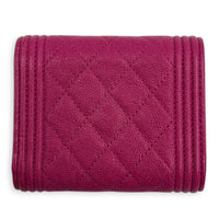Boy Wallet Small Fuchsia in Caviar Leather, Gold hardware