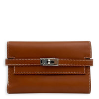 Kelly Depliant Fauve Wallet in Barenia, Palladium hardware