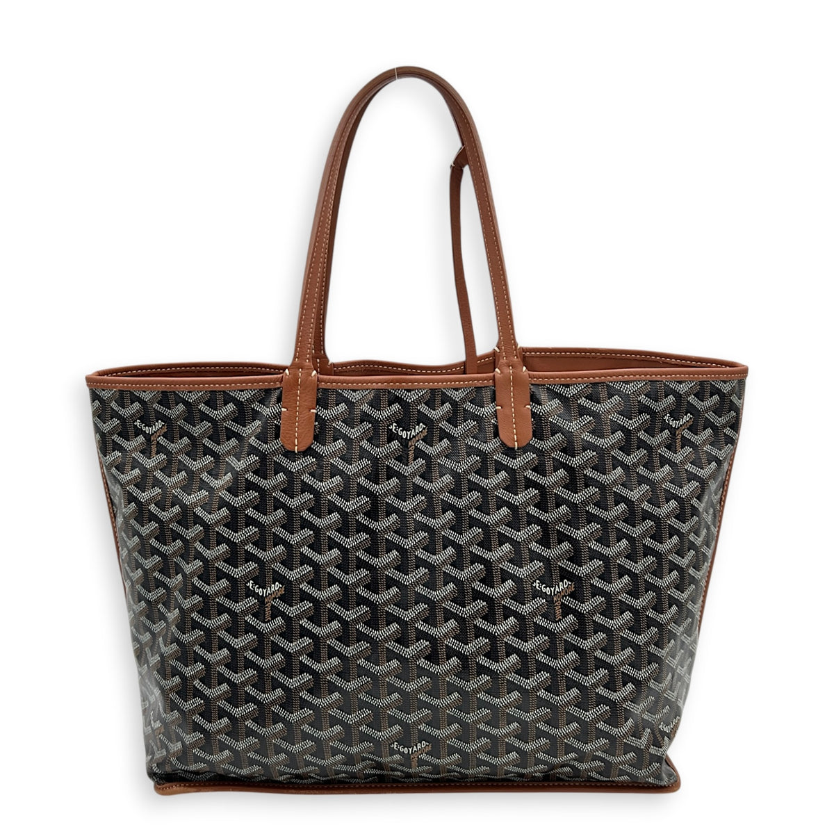 Anjou PM Black Tote Bag in Coated Canvas,  hardware