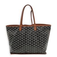 Anjou PM Black Tote Bag in Coated Canvas,  hardware