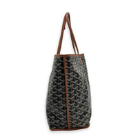 Anjou PM Black Tote Bag in Coated Canvas,  hardware