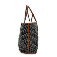 Anjou PM Black Tote Bag in Coated Canvas,  hardware