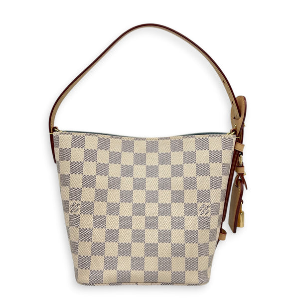 All In BB Damier Azur Top Handle Bag in Coated Canvas, Gold hardware