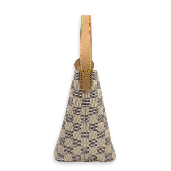 All In BB Damier Azur Top Handle Bag in Coated Canvas, Gold hardware