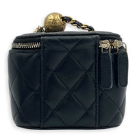 Pearl Crush Vanity Bag Mini Black in Lambskin, Gold hardware