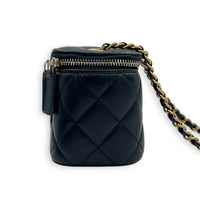 Pearl Crush Vanity Bag Mini Black in Lambskin, Gold hardware