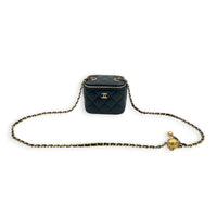Pearl Crush Vanity Bag Mini Black in Lambskin, Gold hardware