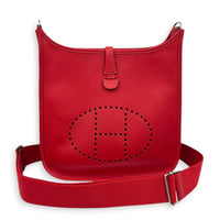 Evelyne III 29 Red Crossbody Bag in Epsom, Palladium hardware