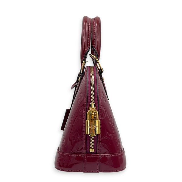 Alma Top Handle Bag BB Indian Rose / Pourpre in Monogram Vernis Leather, Gold hardware