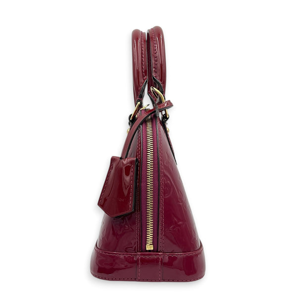 Alma Top Handle Bag BB Indian Rose / Pourpre in Monogram Vernis Leather, Gold hardware