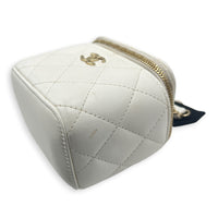 Camelia Vanity Bag Mini White in Lambskin, Gold hardware