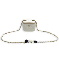 Camelia Vanity Bag Mini White in Lambskin, Gold hardware