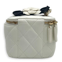 Camelia Vanity Bag Mini White in Lambskin, Gold hardware