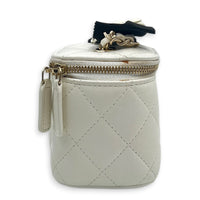 Camelia Vanity Bag Mini White in Lambskin, Gold hardware