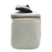 Camelia Vanity Bag Mini White in Lambskin, Gold hardware