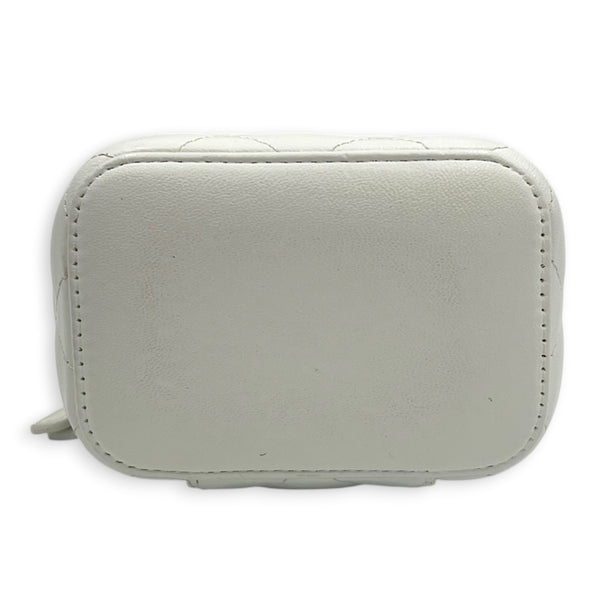 Camelia Vanity Bag Mini White in Lambskin, Gold hardware