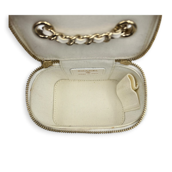 Camelia Vanity Bag Mini White in Lambskin, Gold hardware