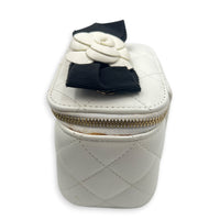 Camelia Vanity Bag Mini White in Lambskin, Gold hardware