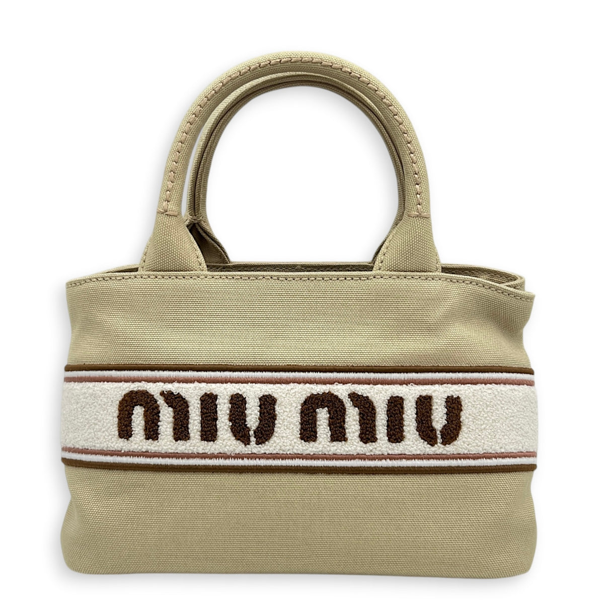 Canapa Tote Bag Small Beige in Canvas, Gold hardware