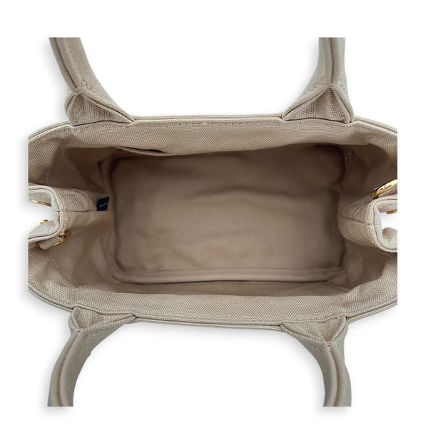 Canapa Tote Bag Small Beige in Canvas, Gold hardware