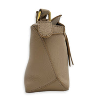 Puzzle Mini Sand Top Handle Bag in Calfskin, Gold hardware