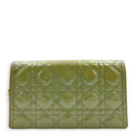 Lady Dior Wallet On Chain Sage Green in Patent Leather, Gold hardware