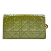 Lady Dior Wallet On Chain Sage Green in Patent Leather, Gold hardware