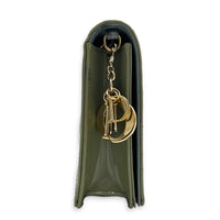 Lady Dior Wallet On Chain Sage Green in Patent Leather, Gold hardware