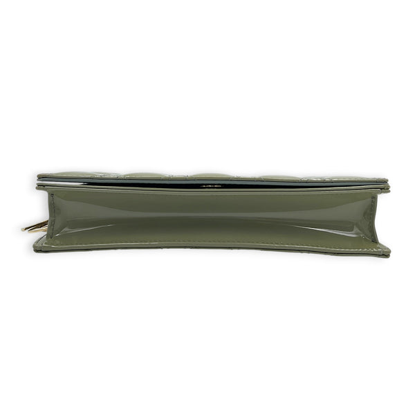Lady Dior Wallet On Chain Sage Green in Patent Leather, Gold hardware