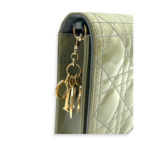 Lady Dior Wallet On Chain Sage Green in Patent Leather, Gold hardware