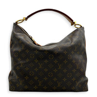 Sully Shoulder Bag Brown in Monogram Coated Canvas, Gold hardware