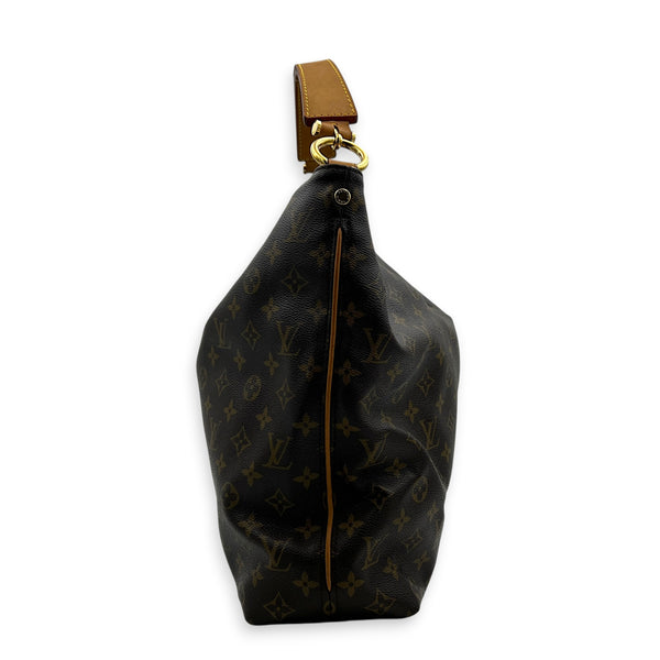 Sully Shoulder Bag Brown in Monogram Coated Canvas, Gold hardware