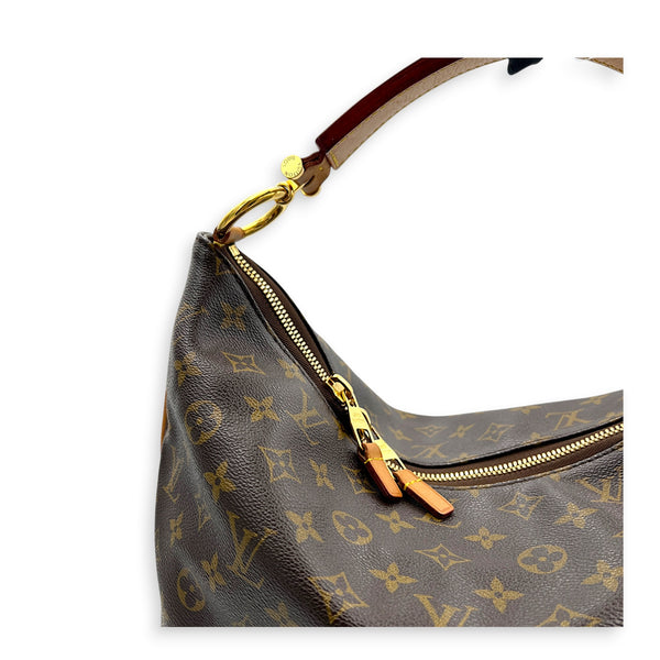Sully Shoulder Bag Brown in Monogram Coated Canvas, Gold hardware