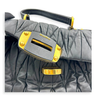 Matelassé Top Handle Bag Black in Nappa Leather, Gold hardware