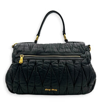 Matelassé Top Handle Bag Black in Nappa Leather, Gold hardware