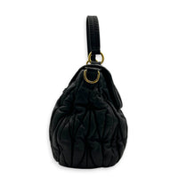 Matelassé Top Handle Bag Black in Nappa Leather, Gold hardware