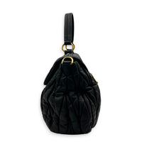 Matelassé Top Handle Bag Black in Nappa Leather, Gold hardware