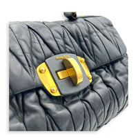 Matelassé Top Handle Bag Black in Nappa Leather, Gold hardware