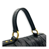 Matelassé Top Handle Bag Black in Nappa Leather, Gold hardware