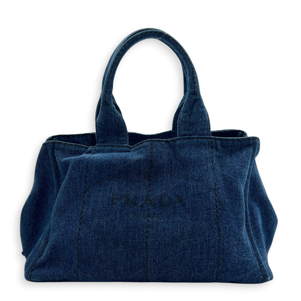 Canapa Tote Bag Large Blue in Denim, Gold hardware