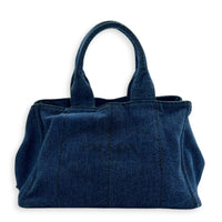 Canapa Tote Bag Large Blue in Denim, Gold hardware