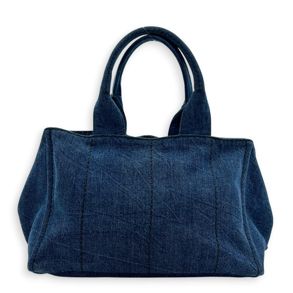 Canapa Tote Bag Large Blue in Denim, Gold hardware