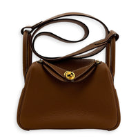 Lindy II Mini Gold Shoulder Bag in Clemence, Gold hardware