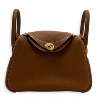 Lindy II Mini Gold Shoulder Bag in Clemence, Gold hardware