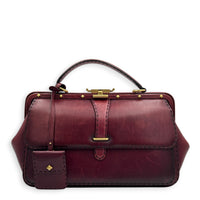 Lady Stirrup Red Top Handle Bag in Calfskin, Gold hardware