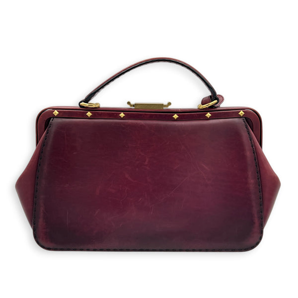 Lady Stirrup Red Top Handle Bag in Calfskin, Gold hardware