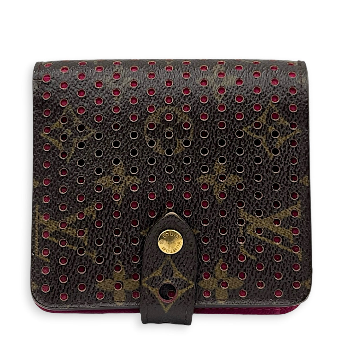 Perforatted  Wallet Brown in Monogram Coated Canvas, Gold hardware