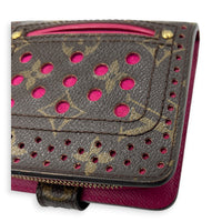 Perforatted  Wallet Brown in Monogram Coated Canvas, Gold hardware