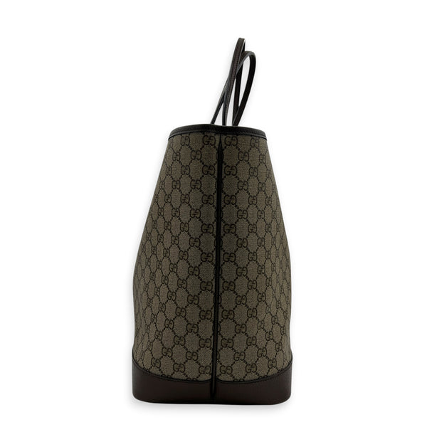 Ophidia Tote Bag GM Brown in Coated Canvas, Silver hardware